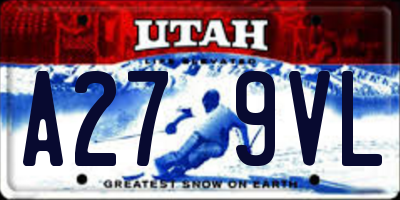 UT license plate A279VL
