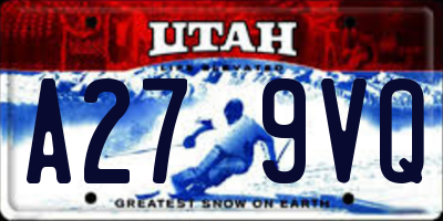 UT license plate A279VQ