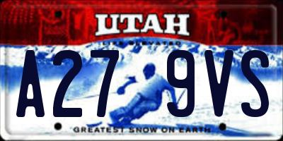 UT license plate A279VS