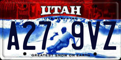 UT license plate A279VZ