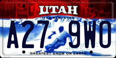 UT license plate A279WO