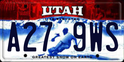 UT license plate A279WS