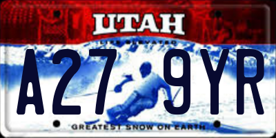UT license plate A279YR