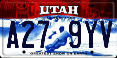 UT license plate A279YV