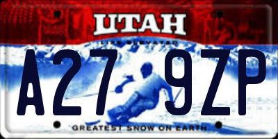 UT license plate A279ZP
