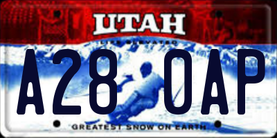 UT license plate A280AP