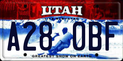 UT license plate A280BF