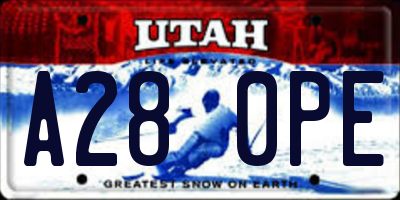 UT license plate A280PE