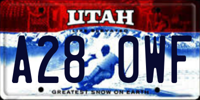 UT license plate A280WF