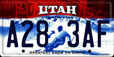 UT license plate A283AF