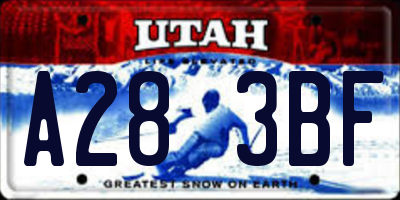 UT license plate A283BF