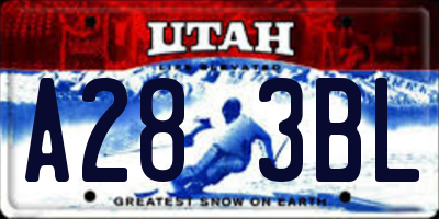 UT license plate A283BL