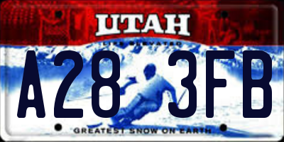 UT license plate A283FB