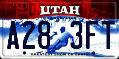 UT license plate A283FT