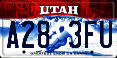 UT license plate A283FU