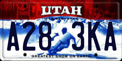 UT license plate A283KA