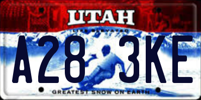 UT license plate A283KE