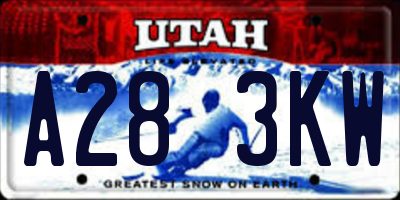 UT license plate A283KW