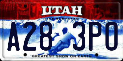UT license plate A283PO
