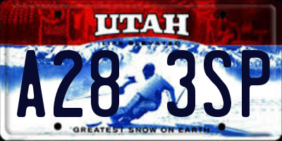 UT license plate A283SP