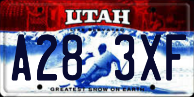 UT license plate A283XF