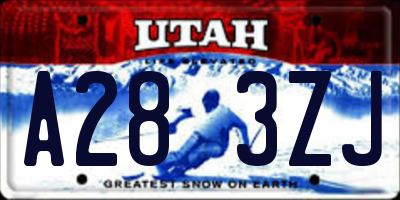 UT license plate A283ZJ