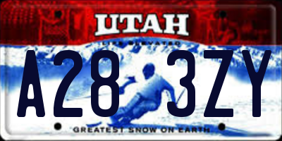 UT license plate A283ZY