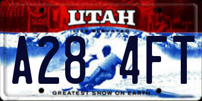 UT license plate A284FT