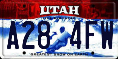 UT license plate A284FW