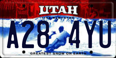 UT license plate A284YU