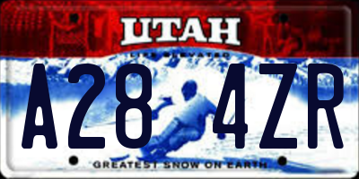 UT license plate A284ZR