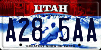 UT license plate A285AA