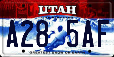 UT license plate A285AF