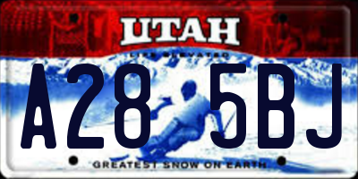 UT license plate A285BJ