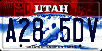 UT license plate A285DV