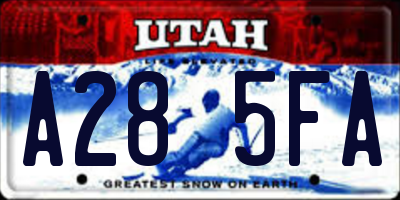 UT license plate A285FA