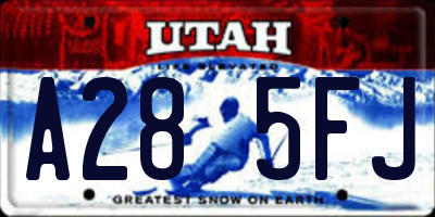 UT license plate A285FJ