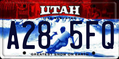 UT license plate A285FQ