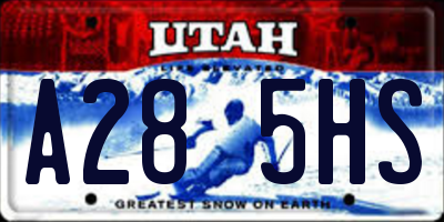 UT license plate A285HS