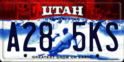 UT license plate A285KS