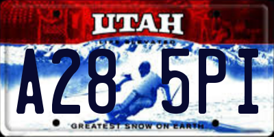 UT license plate A285PI