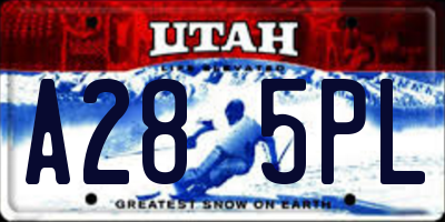 UT license plate A285PL