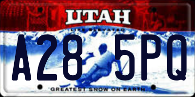 UT license plate A285PQ