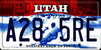 UT license plate A285RE