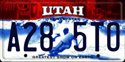 UT license plate A285TO