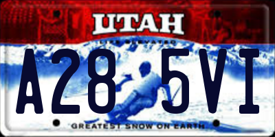 UT license plate A285VI