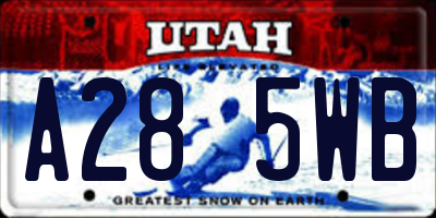 UT license plate A285WB