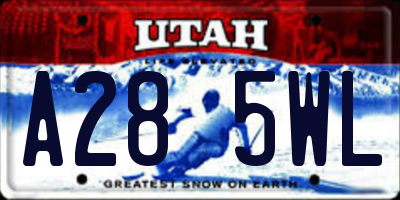 UT license plate A285WL