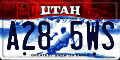UT license plate A285WS