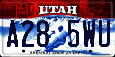 UT license plate A285WU